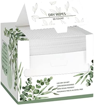 WOWOTEX Disposable Face Towel Biodegradable Large Dry Face Wipes 60 Count/Box Extra Thick Soft Clean Facial Towels for Sensitive Skin, Makeup Removing, Facial Cleansing, Nursing, Travel, 10×12 Inches