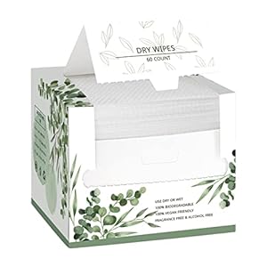 Disposable Face Towel Biodegradable Large Dry Wipes 60 Count/Box Extra Thick Soft Clean Facial Towels for Sensitive Skin, Makeup Removing, Cleansing, Nursing, Travel, 10×12 Inches