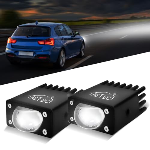 Image of FABTEC Hidden Drive T1 45W Bumper Projector Fog Lights, Super Bright 8000LM White + Yellow Dual Beam + Flasher Spot Beam Fog Lights for Cars (Set of 2)