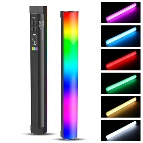 OBETS 30cm RGB Lámpara de vídeo portátil, luz de Relleno LED con batería de 3000 mAh, 2500 – 9000 K, luz de Tubo de cámara Regulable para Estudio fotografía TikTok Youtube Vlog