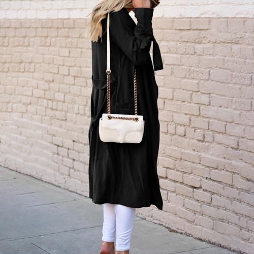 Trench long pour femme imperméable veste de mi-saison chic avec ceinture