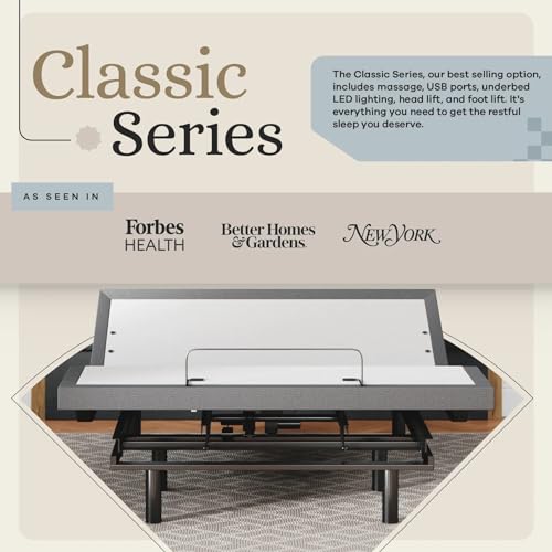 Image of Sven & Son Classic Adjustable Bed Base, Head and Foot Lift, Massage, Under-Bed Lights, USB, Memory, Zero Gravity Smart Frame - Full
