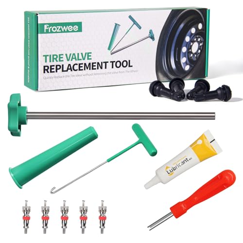 Image of Tire Valve Stem Core Quickly Replacement Tool Kit,with 5PCS Valves Cores & 1PCS Grease,Perfect Tool for Replacing Leaky Valves in Cars,Trucks,Motorcycles, etc.with 4PCS TR413 Valve Stems