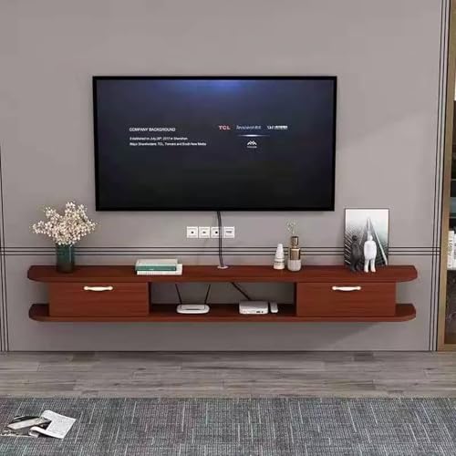 Flotante de Madera con Almacenamiento, Almacenamiento Abierto Montado en la Pared, Consola Multimedia con Estante de Almacenamiento for el Hogar, la Sala de Estar y la Oficina