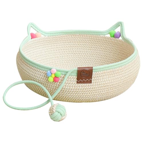 手編み 綿紐 猫ハンモック 猫ベッド 付き 35cm 吊り下げタイプ 猫 くつろぎ インテリア 爪とぎ 頑丈 室内猫 おもちゃ 付属