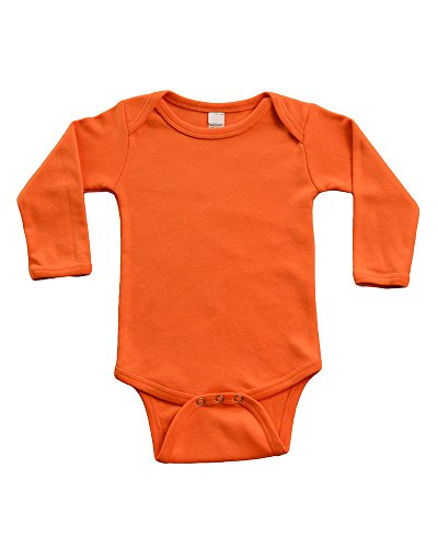 PandoraTees Infant Long Sleeve Bodysuit (0-3m, Orange)