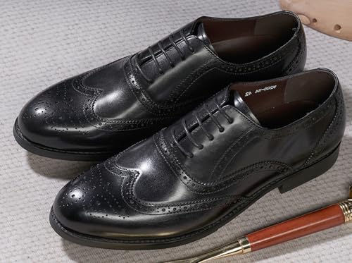 Santimon Mens Oxfords Formal Dress Suit Shoes Genunie Leather Wingtip Brogues Modern Shoes Men's Fashion Prom Wedding Business Casual Luxury Derby Comfortable Tuxedo Shoes for Men2