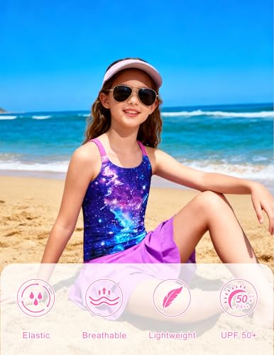 Image of ALISISTER Girls Tankini Swimsuit Two Piece Bathing Suits Summer Beach Swimwear with Shorts for 7-12 Years