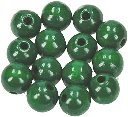 Efco 1400869 10 mm 53-Piece Wooden Beads Hole, Dark Green