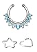Aqua Single Line with Multi Gems 5/16"Hoop Non-Piercing Septum Hanger 527SQ & FREE ITEMS