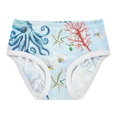 Fish Octopuses Sea Blue Panties Little Girl Toddler Girls Underwear Cotton Aesthetic Kids Briefs Undies 2t