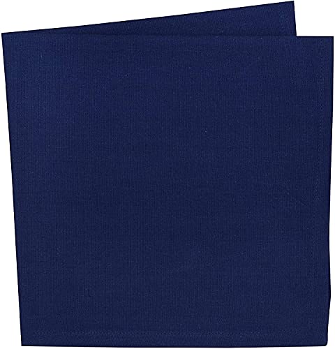 Image of Cotton Mercerised Dining Table Napkins, Set of 4, Solid Plain Colour, Heavy Weight,More Than 2 cm Mitered Hem,Washable at 40C (Blue, 45 X 45 Cms)