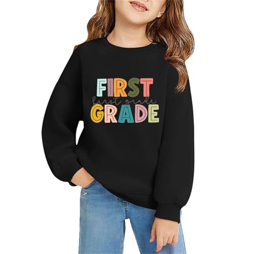 First Day of School Tops for Kids Girls Boys First Grade Cute Graphic Tee Tshirt Tween Back to School Long Sleeve Creneck Top