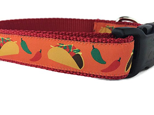 Taco Dog Collar – Handmade Adjustable Nylon Collar for Large Dogs – Fun Food Print