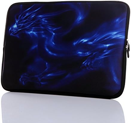 15.6-Inch Neoprene Laptop Sleeve Case with Hidden Handle for 14 14.1 15 15.6" Inch Men Women Acer/Asus/Dell/Lenovo/Thinkpad/Toshiba (15-15.6 Inch, Blue Dragon)