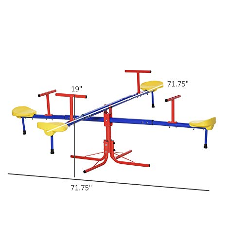 Outsunny Teeter Totter 4 Seat Outdoor Seesaw For Backyard Multiple Kids Playground Equipment Active Play #TOP2