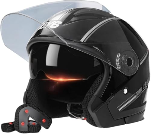 自転車ヘルメット 超軽量 バイザー付ハー ダブルシールド サイクリングヘルメット ABS製 耐衝撃 頭囲56cm-62cm 開閉式 通気性 吸汗防臭性 四季用 多色 人気商品 男女兼用 安全対策 原付ヘルメット (D)