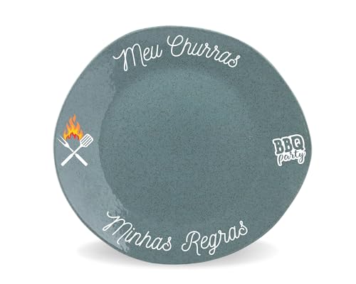 1 Prato Raso Grande De Churrasco Gourmet Cerâmica Artesanal Resis...