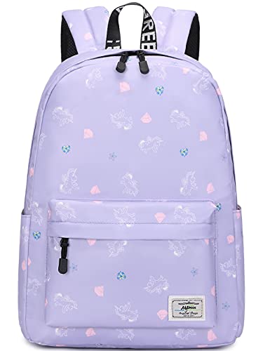 Mygreen Cute Unicorn Waterproof Princess School Backpack Girls Book Bag Purple