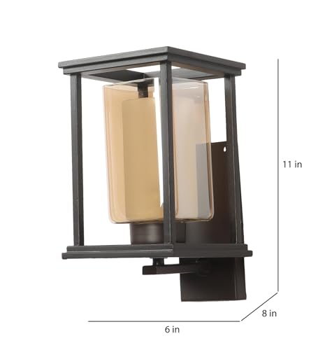 Image of ELIANTE by Jainsons Lights | Kaaf Brown Wood and Iron Wall Light - S | Brown Iron Wall Light | for Living Room, Bedroom, Hallway | E27 Holder | 3 Year Warranty