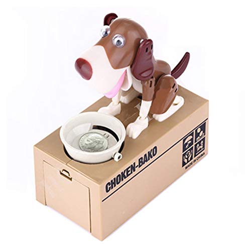 WSML Cestlafit Cute Puppy Hungry Eating Dog Coin Bank, Doggy Coin Bank, Dog Piggy Bank, Coin Munching Toy Money Box 0609Q(Color:C)