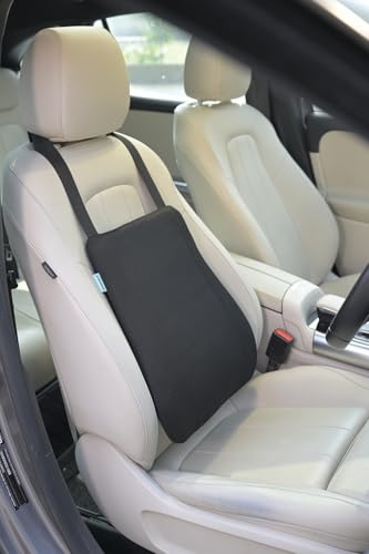 Image of Car Seat Back Cushion with Memory Foam Lumbar Support, Ergonomic Pillow for Back Pain Relief & Spine Alignment, Ideal for Long Drives & Office Chairs - Fits All Car Seats (Black)