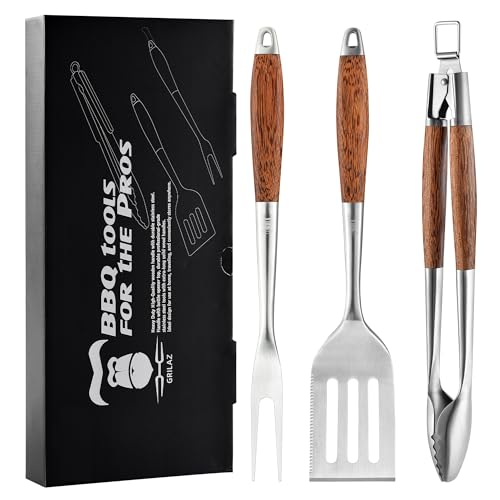 Heavy-Duty ​Panga-Panga​ BBQ Grilling Tools Set. Extra Thick Stainless Steel Multi-Function Spatula, Fork & Tongs | Essential Accessories for Barbecue & Grill. Ideal Gift for Father