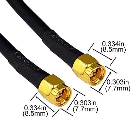 BOOBRIE 10M SMA Male to Male Cable RG58 Coax Cable Low Loss WiFi Antenna Cable SMA Male to SMA Male Connector Cable SMA Male Coaxial Cable for 2G 3G 4G LTE FPV Antenna Wireless Router WLAN Power Cord
