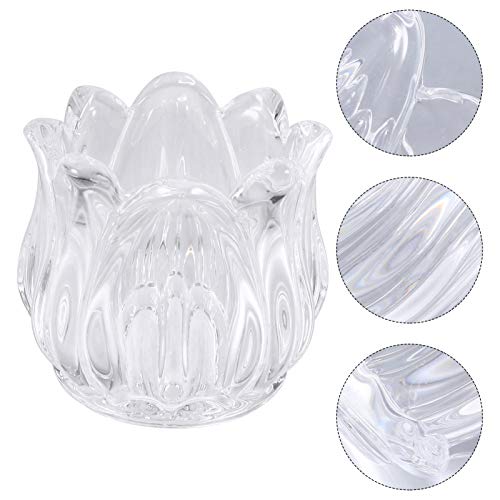 Uonlytech 6Pcs Glass Flower Candle Holder Clear Crystal Tea Light Candle Holder Small Votive Aromatherapy Cup Pencil Holder For Wedding Home Centerpiece Decor #TOP5