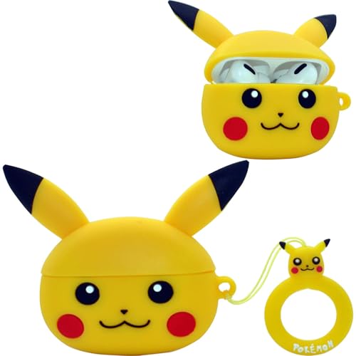 Image of Meyaar Silicone Case for Apple Airpods Pro 3 (2025) Cute Design for Airpods Pro 3 with Keychain Shockproof Protective Case Cover (Pika-chuu (Yellow))