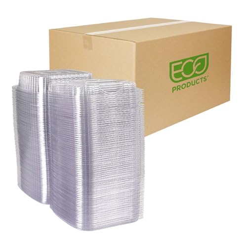 Eco-Products Compostable 8" Clear PLA Plastic Clamshell To Go Containers, Case of 160, Meal Prep Box, Take Out Box With Lid, PLA Is a Renewable Material Made from Plants, ASTM Compliant, BPI-Certified