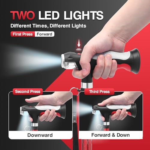 BeneCane Walking Cane for Women Folding Cane for Men with Two Led Lights Quad Cane with Stable Base Lightweight and Adjustable Walking Stick (Red) - Image 2