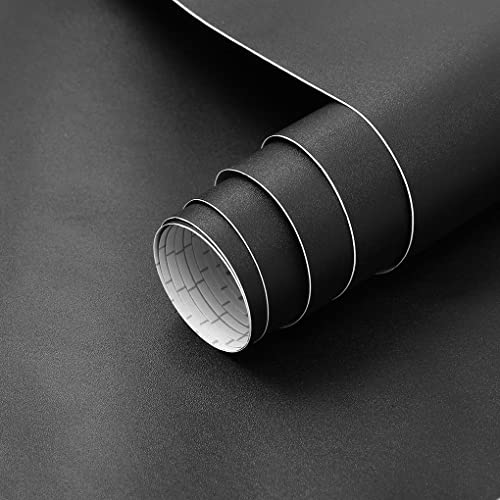 Arthome 35.4''x120'' Black Contact Paper, Self Adhesive Wallpaper Waterproof Gloss PVC Vinyl, Oil Proof, Black Vinyl Paper for Furniture Cover Surface
