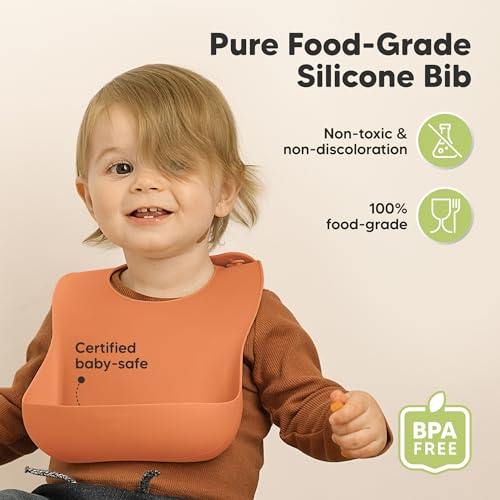 Image of KeaBabies 2-Pack Silicone Bibs for Babies, Toddlers Girl, Boy (Amaze) | Sturdy Food-Grade Baby Bibs for Eating, Large Food Catcher, Easy Clean & Put On, Waterproof Baby Feeding Essentials, BPA-Free