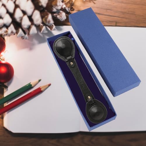 Image of Leather Weighted Book Page Holder for Women Men, Book Weight Page Holder for Reading, Book Accessories Gift for Book Lovers (Black)