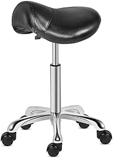 Kaleurrier Saddle Stool Rolling Swivel Height Adjustable with Wheels,Heavy Duty Anti-Fatigue Stool,Ergonomic Stool Chair for Lab,Clinic,Dentist,Salon,Massage,Office and Home Kitchen (Black)