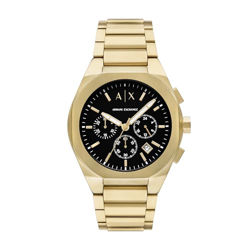 La Mejor Selección de Reloj Armani Negro Top 10. 50 AX ARMANI EXCHANGE Reloj Armani Exchange AX4180 Rafael de acero inoxidable en color dorado para hombre