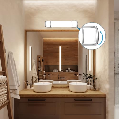Image of Lightdot LED 25 Inch Flush Mount Vanity Lighting Fixture, 20W 2125LM 3000 /4000 /5000K 120V | 3CCT Dimmable Farmhouse Bathroom Light Bar, Waterproof Linear Wall Light Bar, Long Tube Bath Sconce-Silver