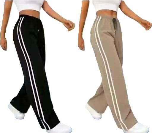 Solid Cotton Blend Girls Lower Set of Two Side Stripe Casual Loose Fit Bottoms-picture-15
