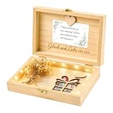 PlayDen Caja Regalo Boda de Madera para Dinero, Novios con LED