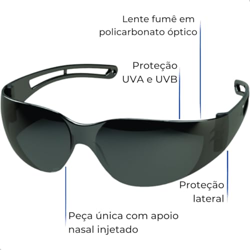 Óculos De Proteção Escuro Uv New Stylus Fumê Epi Segurança Valeplast