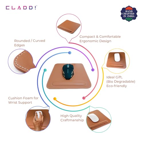 CLADD INTERNATIONAL Vegan Leather Mouse Pad Wrist Rest Ergonomic Mousepad Stitched Edge | Cushion Foam Support & Pain Relief | Suitable for... - Image 4