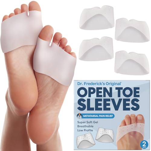Dr. Frederick's Original Open Toe Sleeves | Half Toe Sleeve Metatarsal Pads | 4 Pieces | Ball of Foot Cushions | Great for Calluses and Blisters | for Men and Women | Perfect for High Heel Shoes