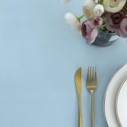 Image of FOLINS&HOME Baby Blue Rectangle Waterproof Tablecloth, 54 x 78 Inch | Wrinkle Free Polyester Table Cloths, Spillproof Heavy Duty and Washable Table Cover for Party, Banquet - Rectangular /Oblong