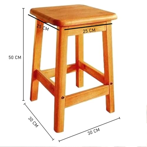 Image of Solid Sheesham Wood Stool for Sitting | Multipurpose Small Table for Home | Wooden Sofa Side End Table for Living Room (Natural Finish, 30x30x50 CM)