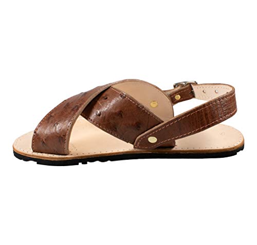 Men Exotic Sandals Genuine Ostrich Leather Cognac Color Huaraches Piel Avestruz4