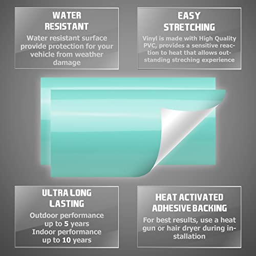 Free Tool Kit 2Pcs 5"X10" Compatible With Chevy Emblem Bowtie Gloss Teal Blue Vinyl Wrap Sticker Decal Film Overlay Sheet #TOP2