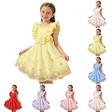 Toddler Girl Tulle Dress Summer Ruffle Sleeveless Princess Sundress Fashion Cute Bowknot Crewneck Birthday Party Dress for Photoshoot 3-8 Years