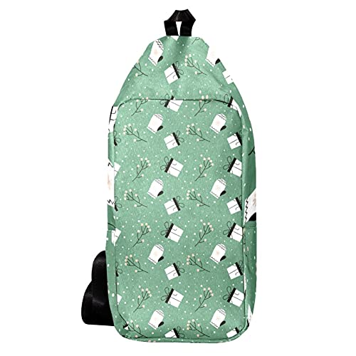 EZIOLY Groen Cadeaupakket & Handschoenen Schouderrugzak Sling Bag Crossbody Tas Reizen Wandelen Dagrugzak voor Mannen Vrouwen