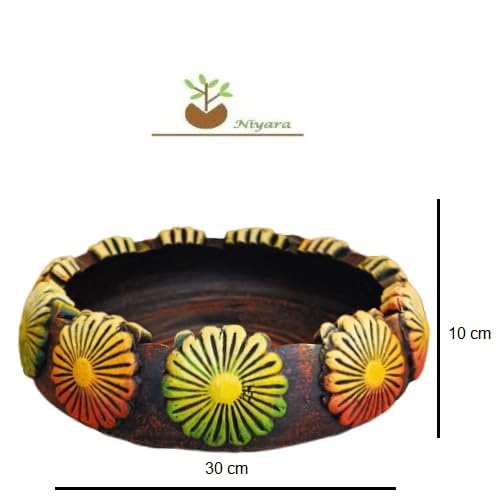 Image of Niyara Handmade Earthenware Clay Decorative Bowl, Urli, Flower Pot (Large)